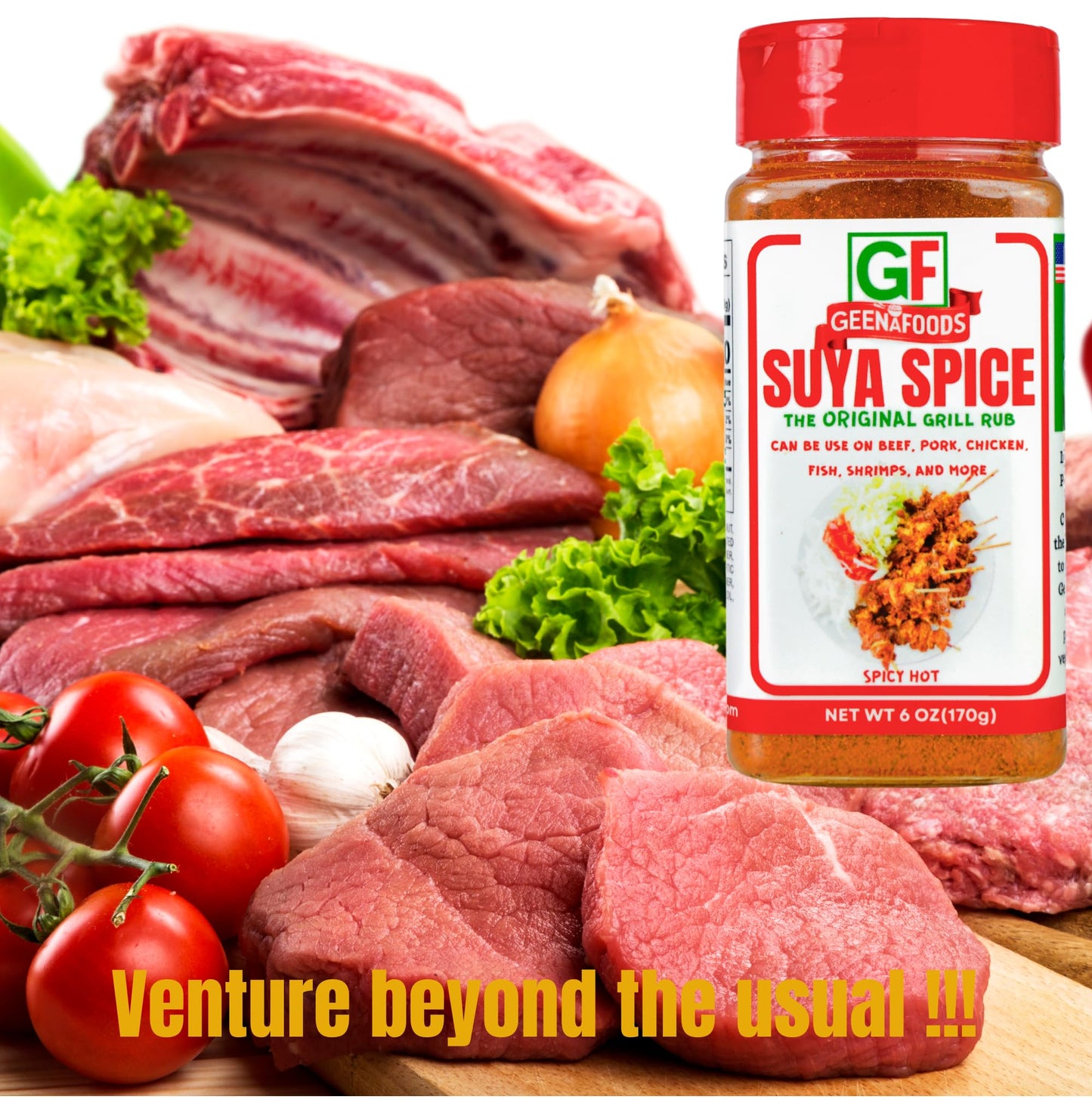 Geenafoods Suya pepper, African( Nigerian & Ghanaian)-Inspired Seasoning pepper Blend for Beef and Steak Grilling . HerbMix with a Unique Spicy Sweet