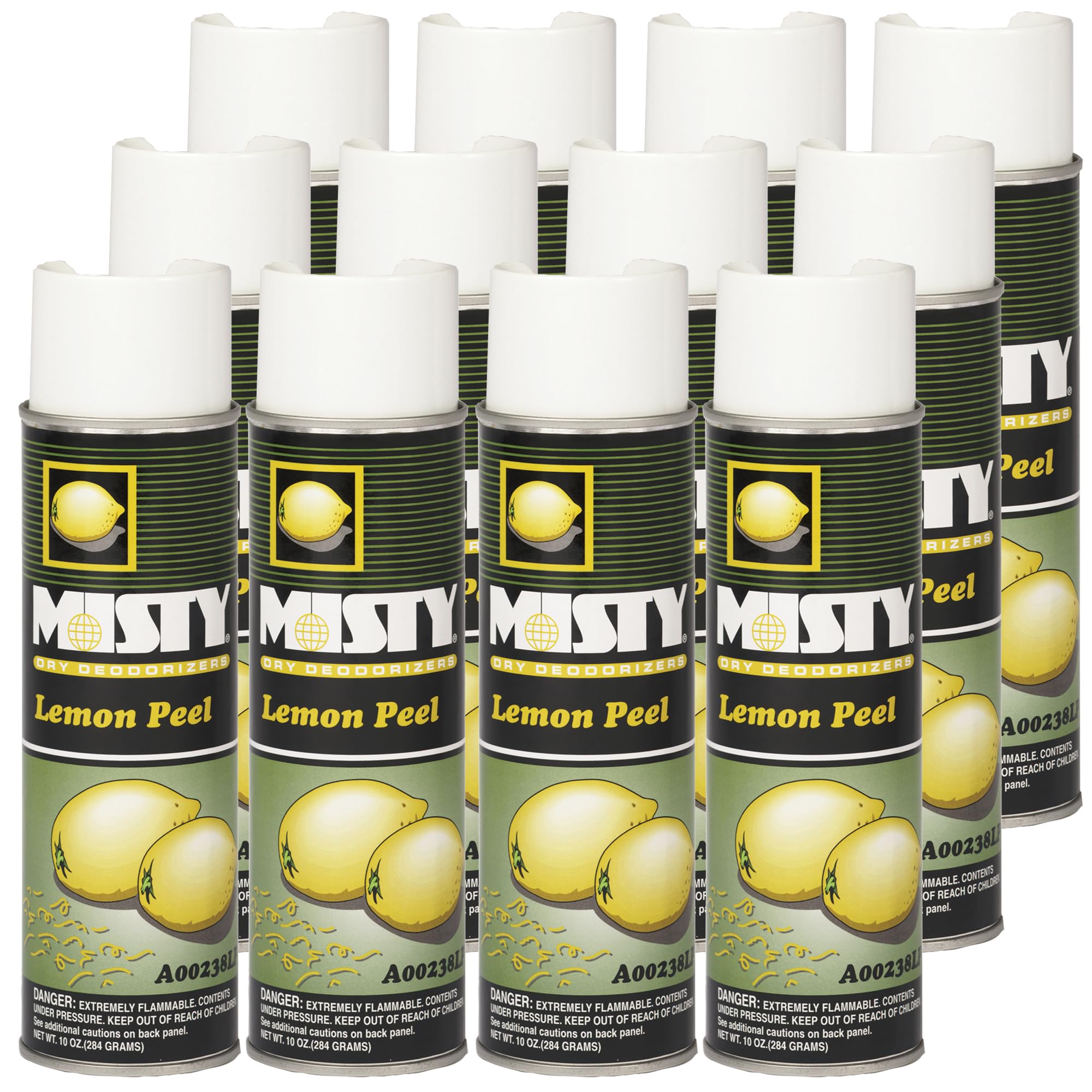 Misty Air Freshening Deodorizing Spray - Lemon Peel - 10 oz (Case of 12) - 1001842 - Premium Odor Neutralizer for Smoke, Organic Decay, and Other