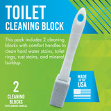 EarthStone Toilet Cleaning Block with 9" EZ-Grip Built-In Handle, Removes Hardwater and Rust Stains, Made in the USA, 2-Pack
