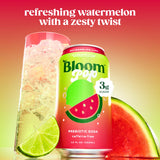 Bloom Pop Prebiotic Soda 12 Pack, Watermelon Lime Flavor, 12oz Cans | Prebiotic Soda for Gut Health, Low Calorie Soda, No Caffeine, Healthy Soft Drink