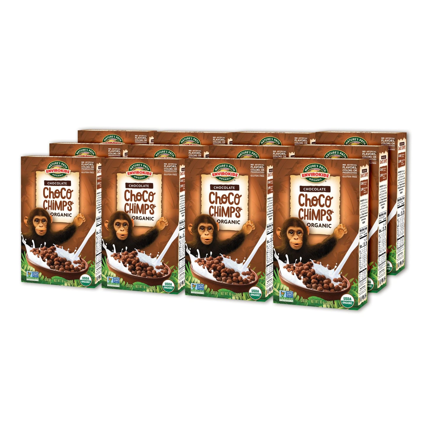 EnviroKidz Organic Choco Chimps Cereal, 10 oz (Pack of 12), Chocolate, Gluten Free, Non-GMO, Fair Trade, by Nature's Path