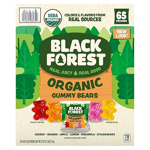 Black Forest USDA Organic Gummy Bears - 65 Pouches - .0.8Oz Each