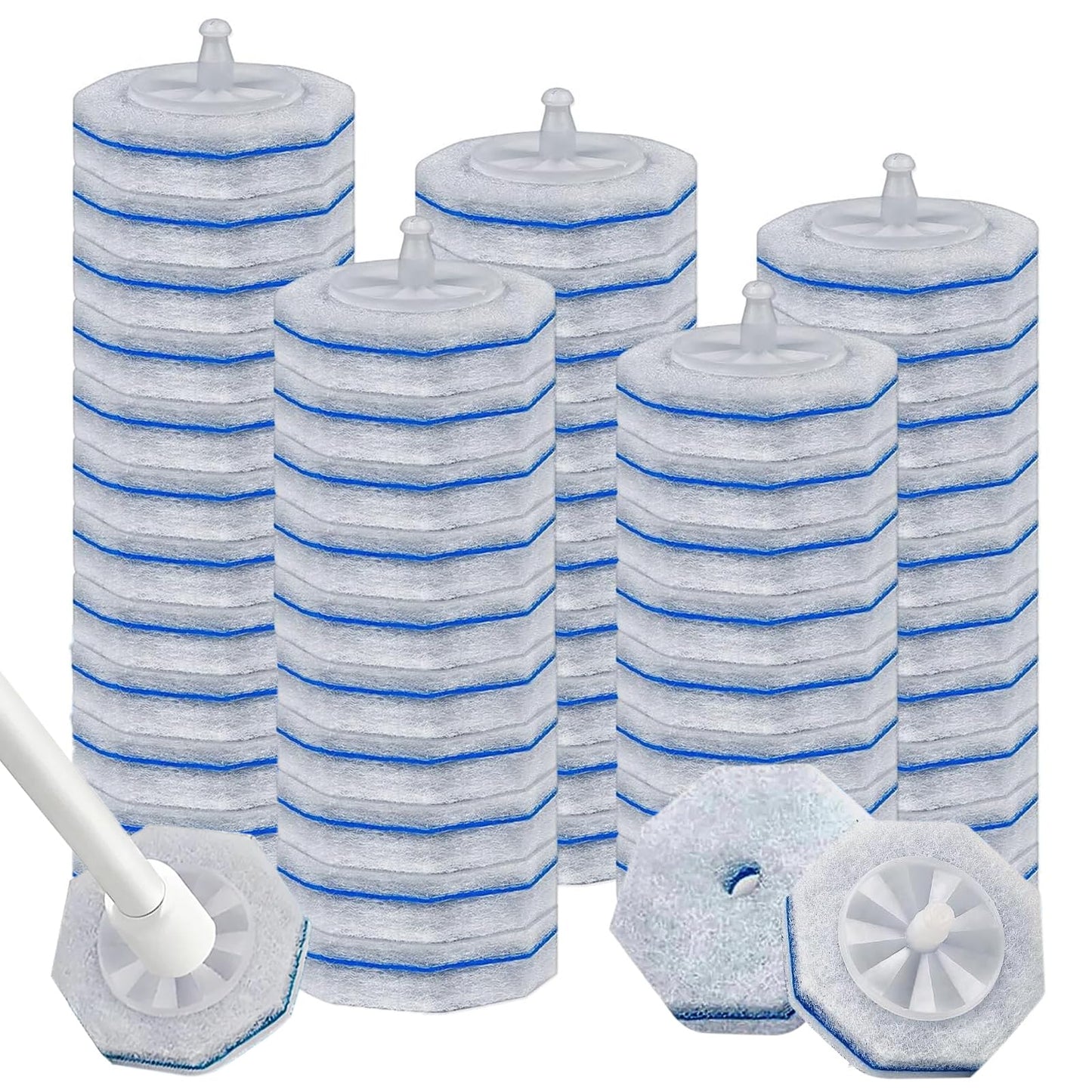 Toilet Bowl Cleaner Replacement Heads, 50 Pack, Compatible with Clorox ToiletWand, Preloaded Cleaning Pads, Snap-On Hygienic Refill