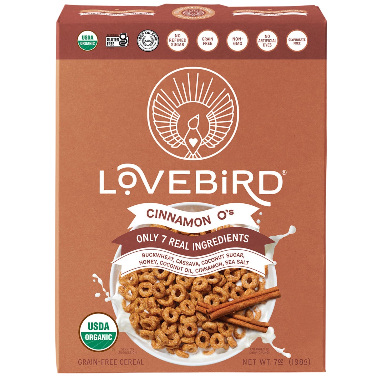 Lovebird Organic Grain Free Cinnamon O's Cereal, 7 OZ