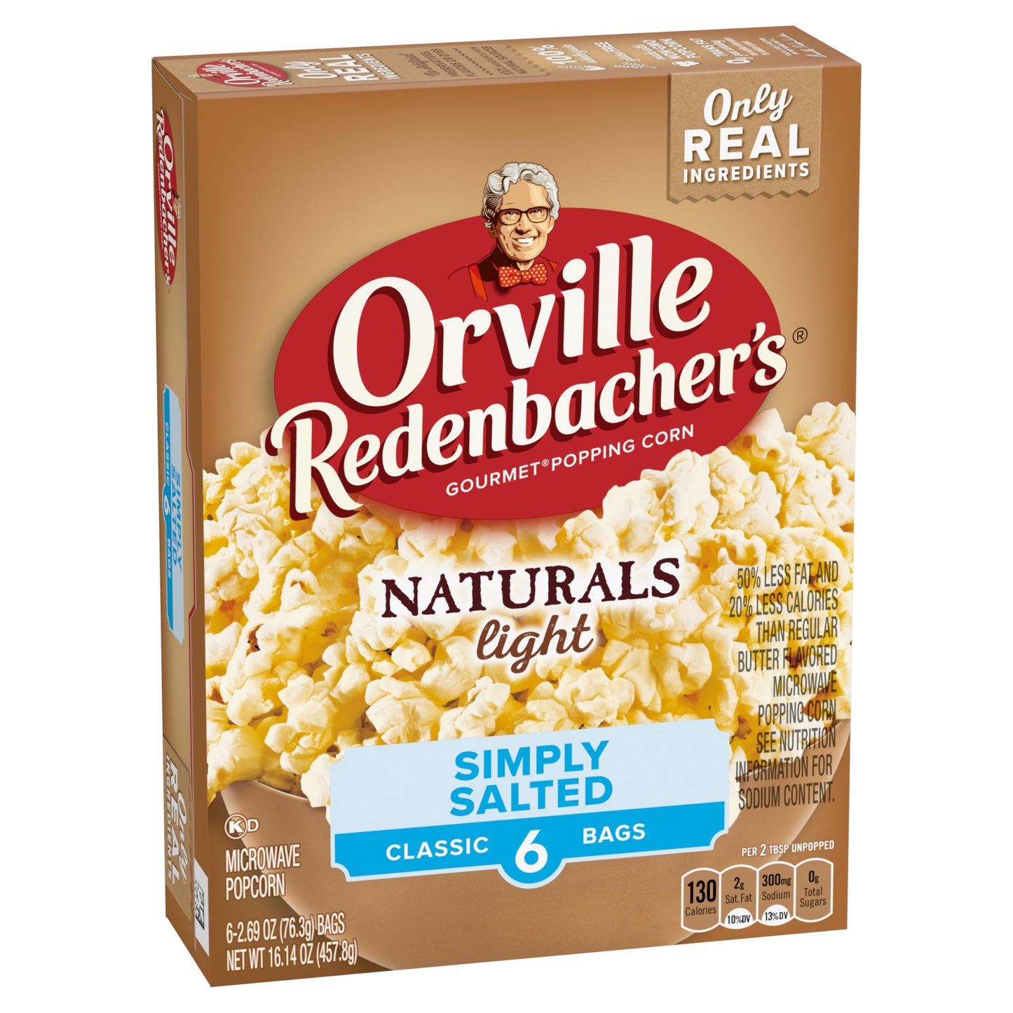 Orville Redenbacher’s Microwave Popcorn, Naturals Light Simply Salted Popcorn, 3g Fiber Per Serving, 2.7 oz., 6-Count