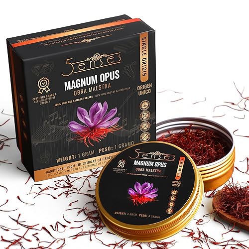 5Senses Kashmir Mongra Saffron | Azafran | Magnum Opus | Premium Grade A Saffron Threads | Whole Red Gold Spice | Single Origin, Non-GMO, Fairtrade