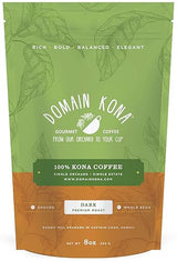100% Kona Coffee - Whole Bean, Dark roast, Single estate gourmet coffee, 8 ounces, ships direct from Domain Kona Coffee, Farm fresh
