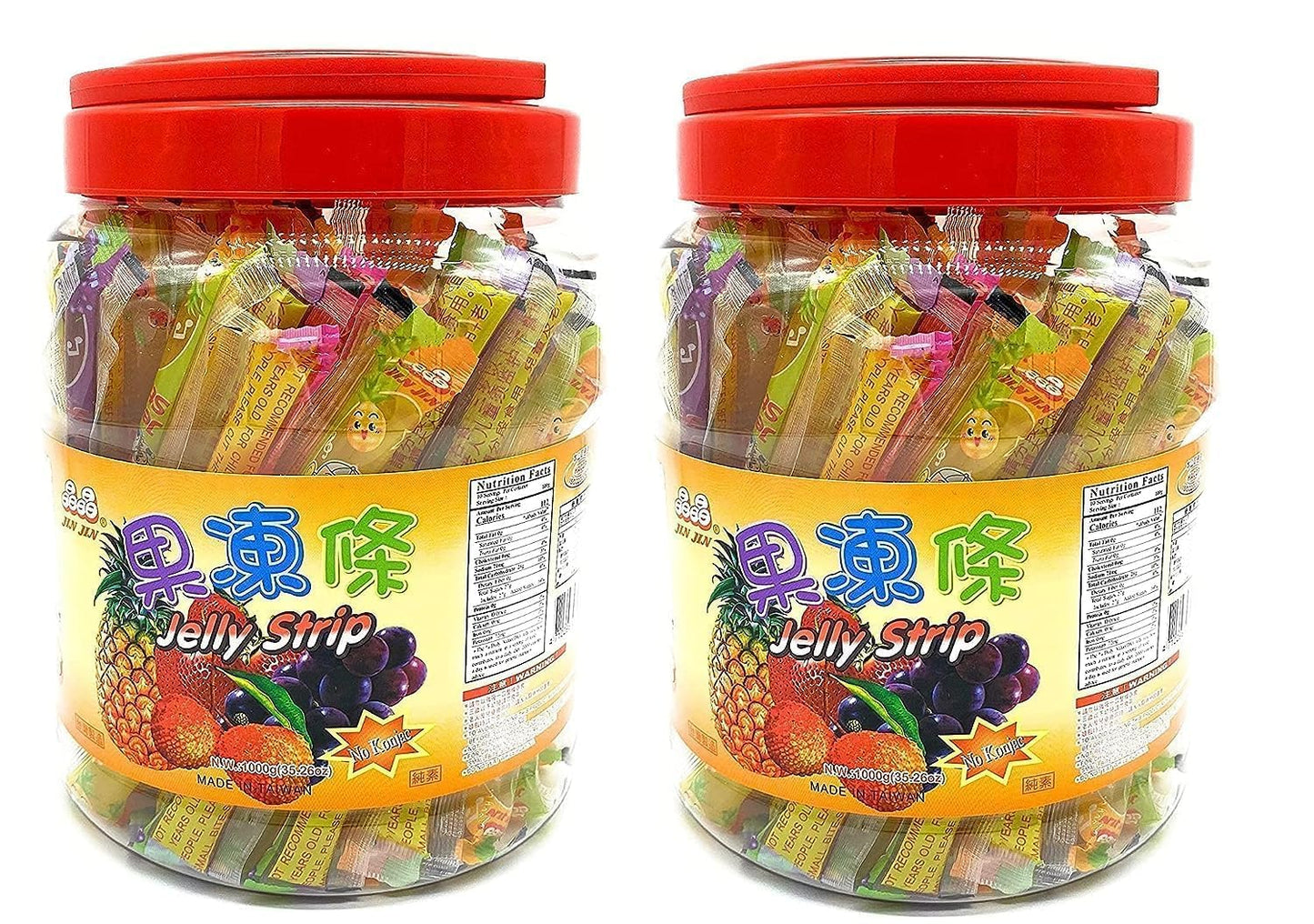 Jin Jin Fruit Jelly Filled Strip Straws Candy - Many Flavors! (35.26 oz)(TWO PACK)
