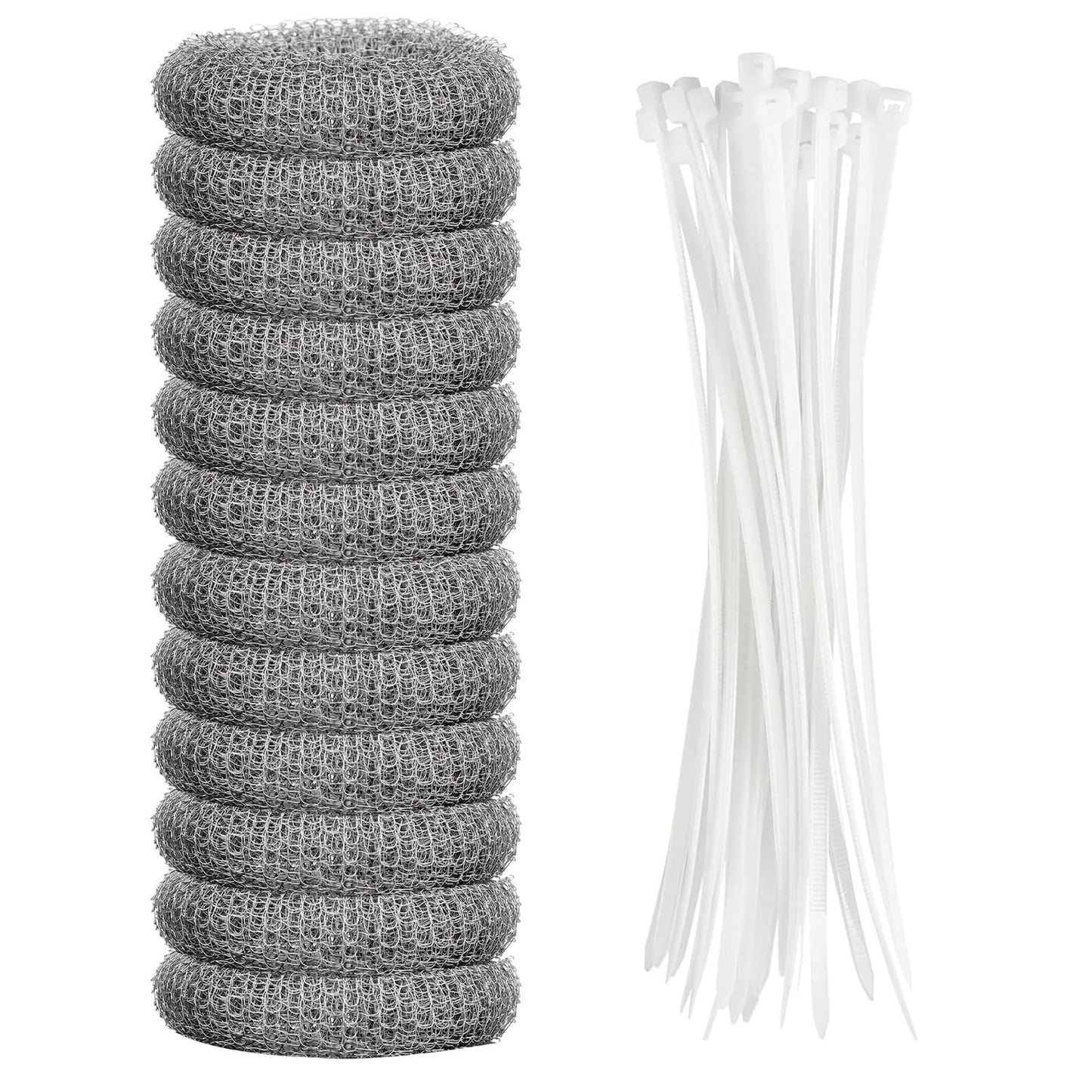 Lint Traps for Washing Machine Hose Stainless Steel Lint Snare Traps Laundry Mesh Washer Hose Filter 12 Pieces with 12 Pcs Cable Ties