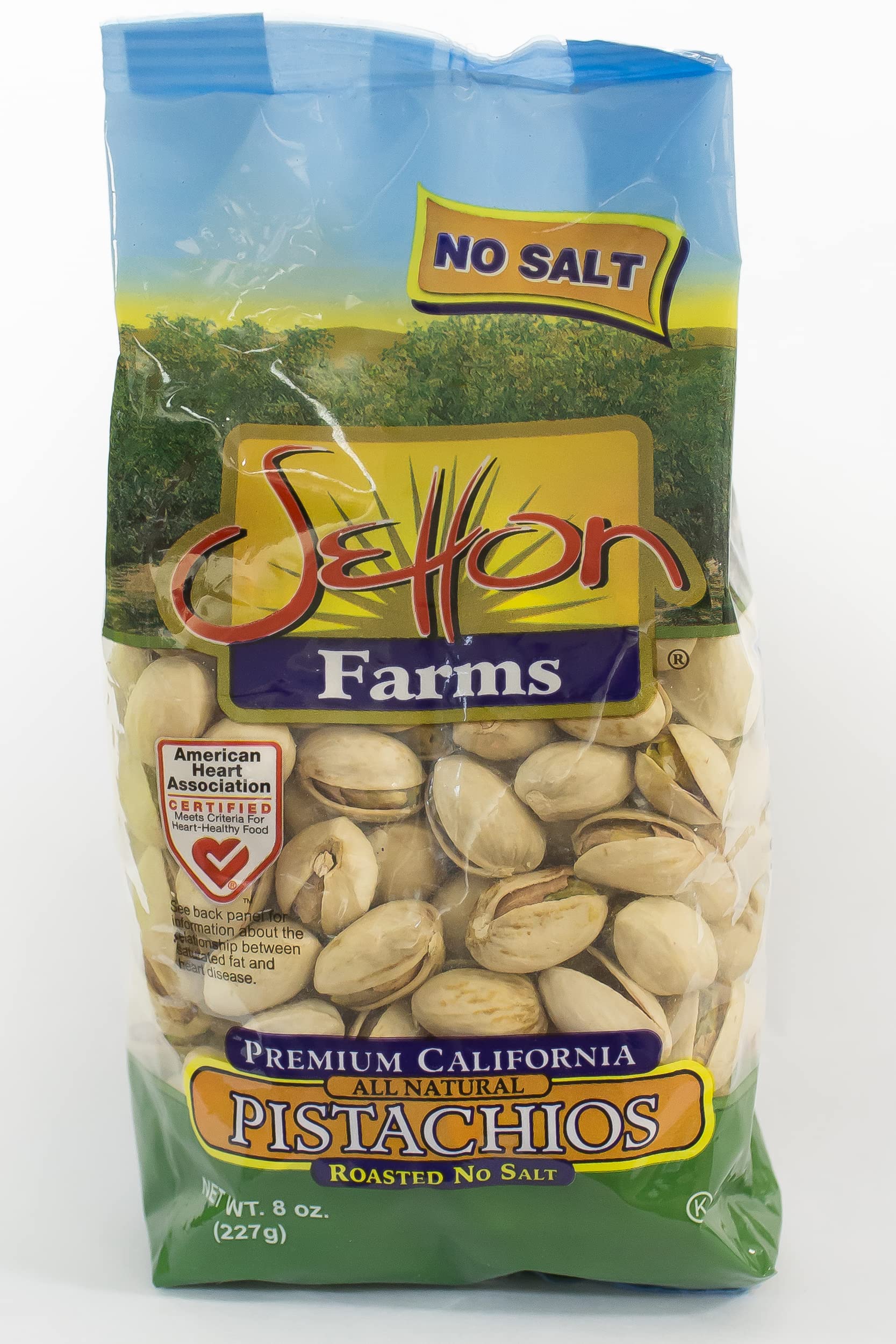 Setton Farms Roasted and Unsalted Premium California Pistachios 8 Oz. Bag Certified NonGMO Gluten Free Vegan & Kosher, Dry Roasted With No Salt, 8 oz.