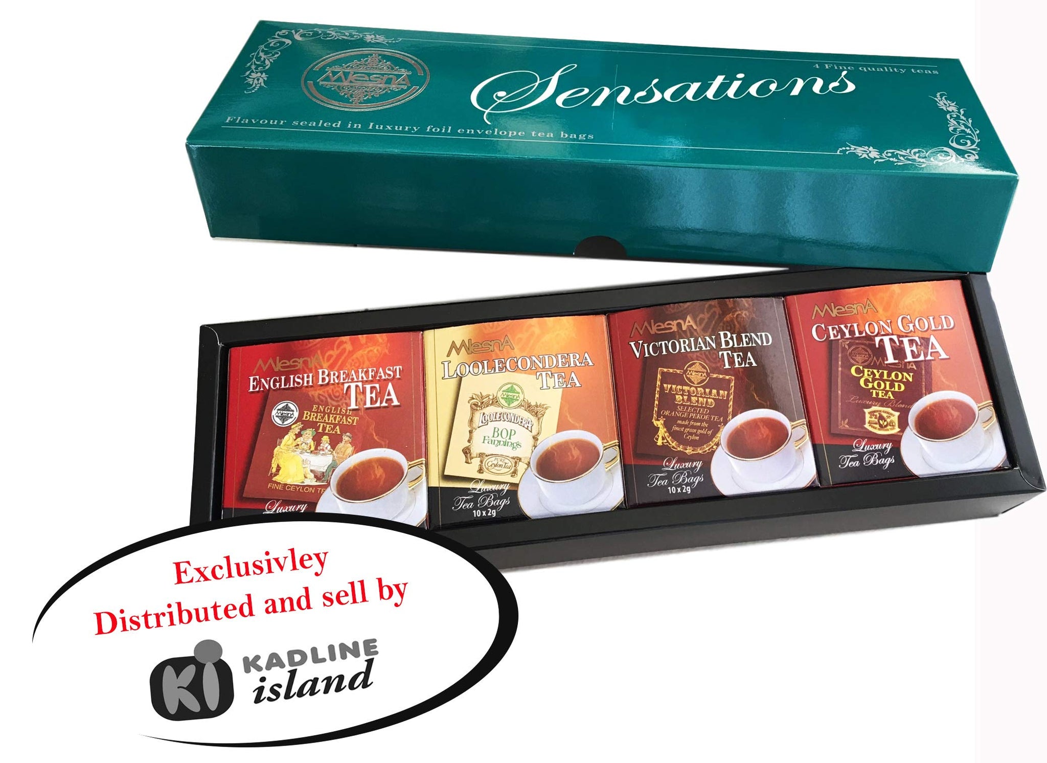 Mlesna Sensations Black Pure Ceylon Tea Foil-Wrapped Envelop Four Assorted Tea Collection - English Breakfast, Looleconderea, Victorian Blend, Ceylon