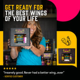 Hey Grill Hey | Chicken Wing Seasoning & Sauce Kit | All-in-one Crispy Batter, BBQ Rub, and Sweet Heat BBQ Sauce | Wing Night: Smoked & Fried Wing Kit