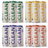 NEW! CLEAN Cause Variety Pack Organic Yerba Mate Tea (15.5oz cans, 12-Pack Case, 4 flavors) Non-Carbonated, 160mg Caffeine