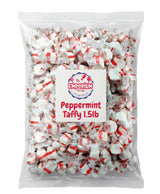 Peppermint Salt Water Taffy - 1.5 lb Gourmet Soft Chewy Candy Individually Wrapped Fresh Mint Flavor Bulk