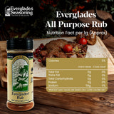 Everglades Rub Seasoning - Sweet & Spicy Blend for Pork, Beef, Poultry, Wild Game - 6 oz