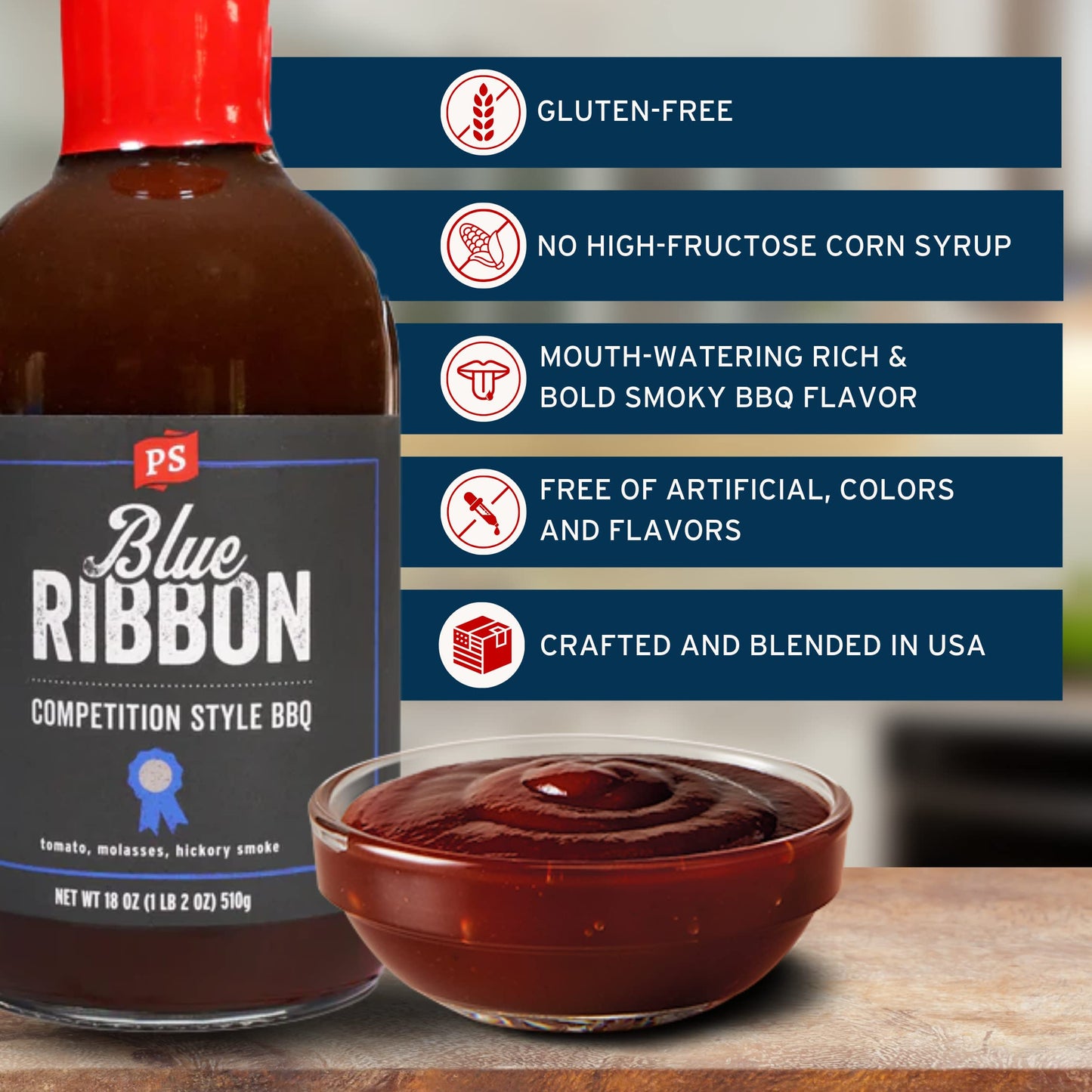 PS Seasoning Blue Ribbon Competition Style BBQ Sauce - All-Purpose Sauce for Grilling, Glazing, Marinating, Basting, Dipping - Great for Spare Ribs
