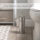 Bath Bliss Toilet Brush & Holder Set, Dimensions: 3.75" Rd x 15", Stainless Steel, Bathroom, Rust Resistant, Easy Storage, Easy Cleaning, Sliver,