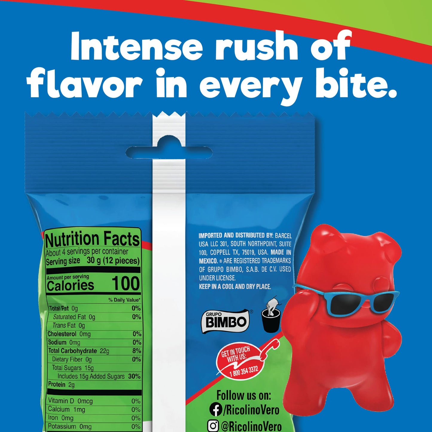 RICOLINO Panditas Classic Gummies Box with 6 bags of 4.4 ounces