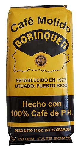 Cafe Molido Borinquen Pure Ground Coffee From Puerto Rico Mountains 14 Ounce Bag (1 Pack)