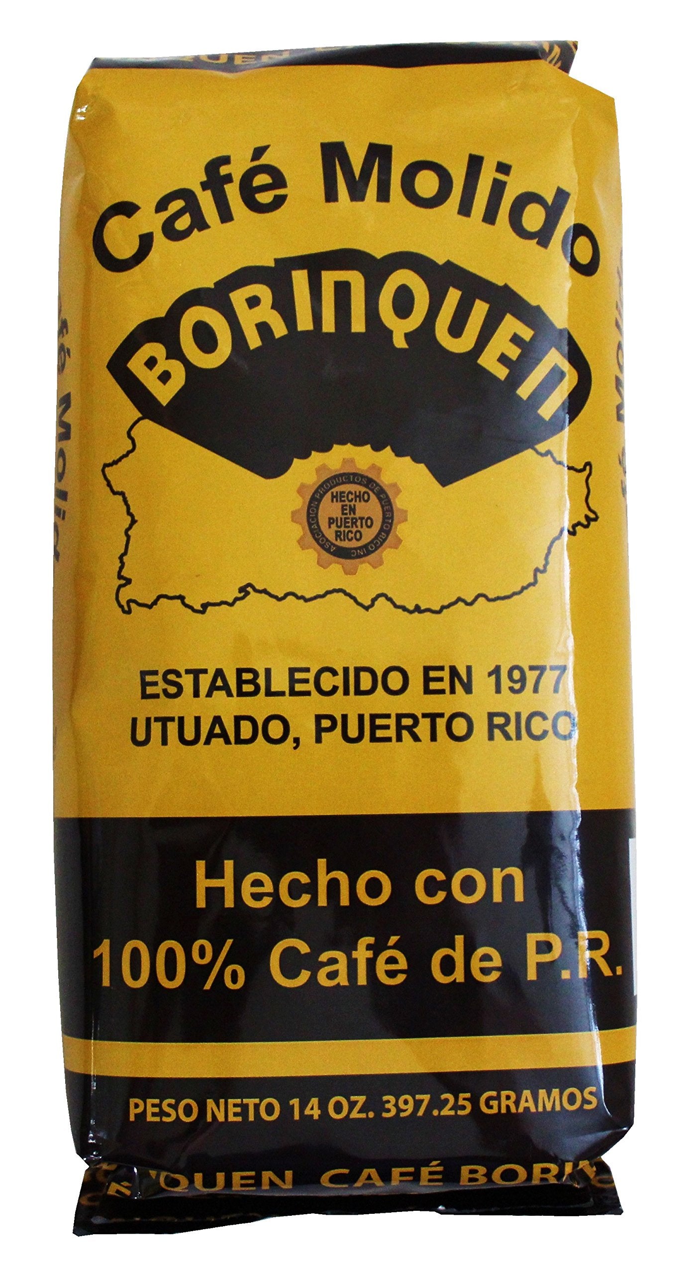 Cafe Molido Borinquen Pure Ground Coffee From Puerto Rico Mountains 14 Ounce Bag (1 Pack)
