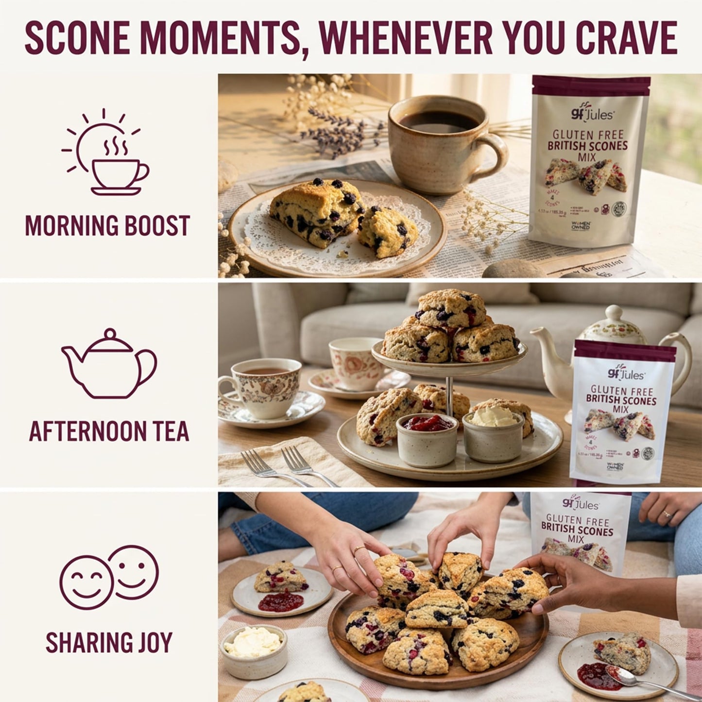 gfJules Gluten-Free Scones Mix, British Style Scone Mix for Breakfast & Tea Time, Easy Homemade Baking Mix, Soft & Tender, 6.5 oz
