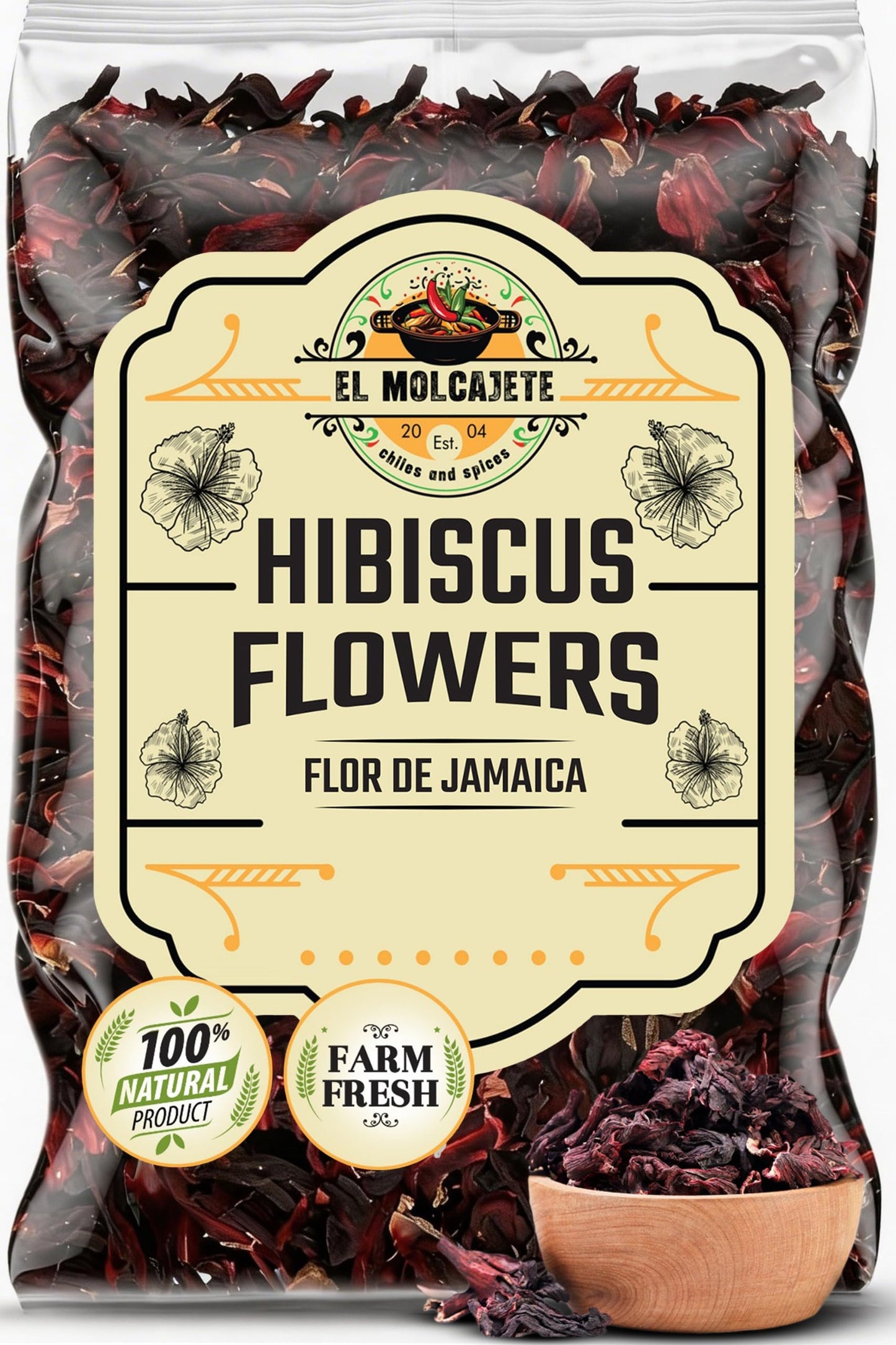 Dried Hibiscus Flowers (4 oz) All Natural Cut & Sifted Whole Petals for Hibiscus Tea, Mexican Agua Fresca, Flor de Jamaica, Sorrel & Zobo Drink By El