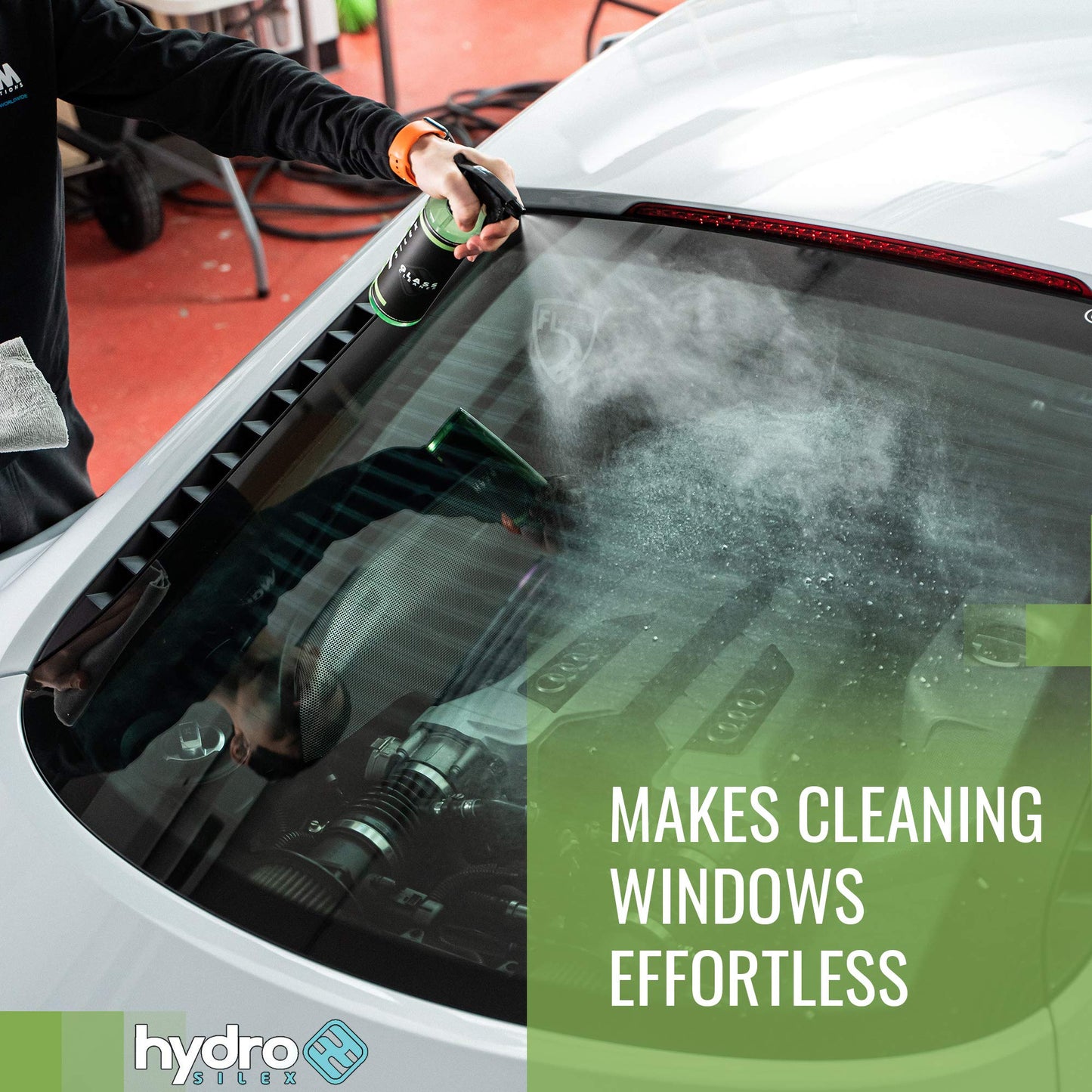 HydroSilex Glass Cleaner (16oz) | Recharge Your Glass & Windows | Streak Free Performance | SIO2 Infused Ceramic Formula | Safe On Tinted Glass |