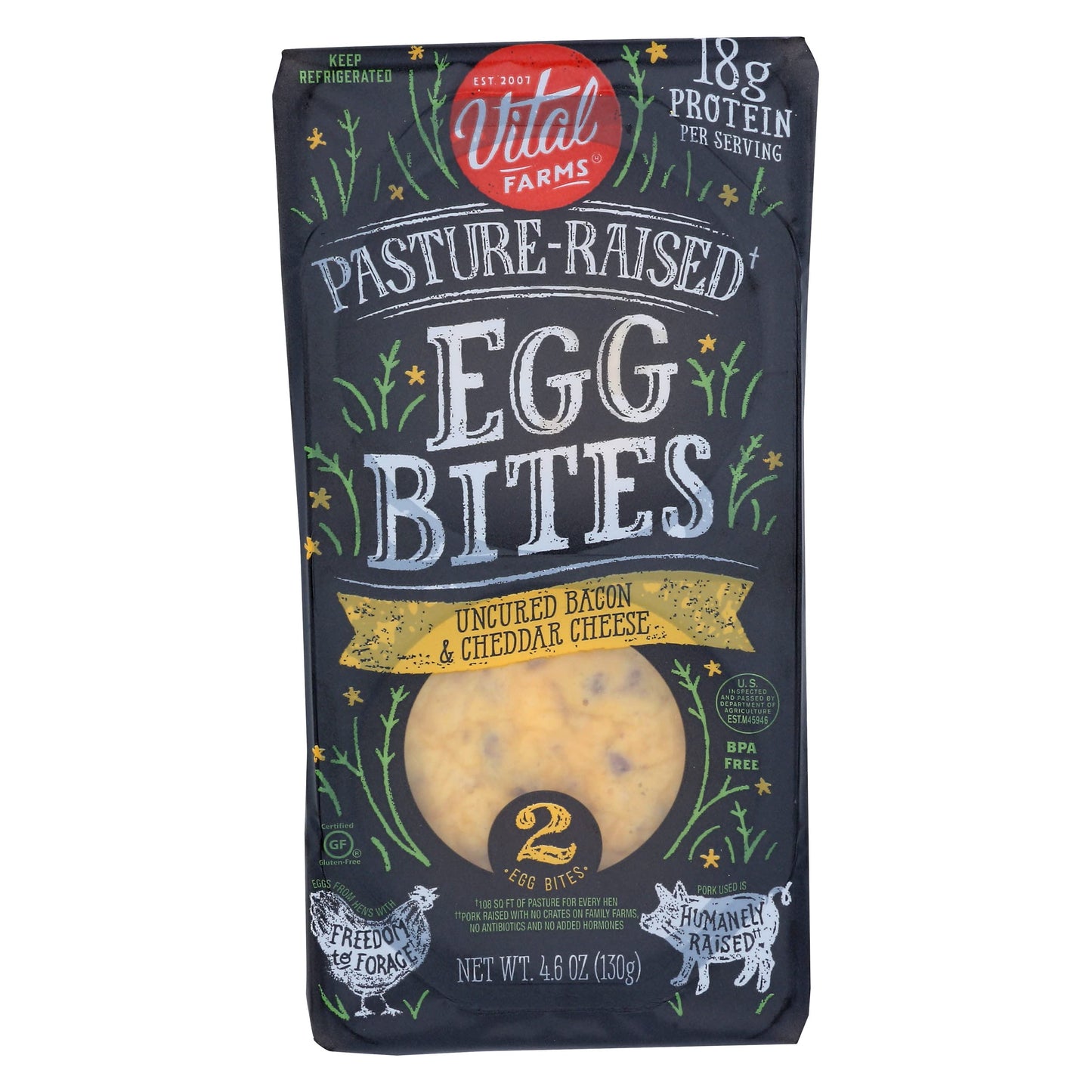 Vital Farms, Egg Bites Bacon Cheddar, 4.6 Ounce