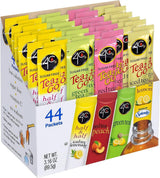 4C Powder Drink Mix Packets, Iced Tea Variety 1 Pack, 44 Count, Singles Stix On the Go, Refreshing Sugar Free Water Flavorings