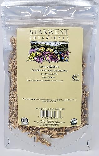 Starwest Botanicals Organic Chicory Root Raw Cut & Sifted, 4 Ounces
