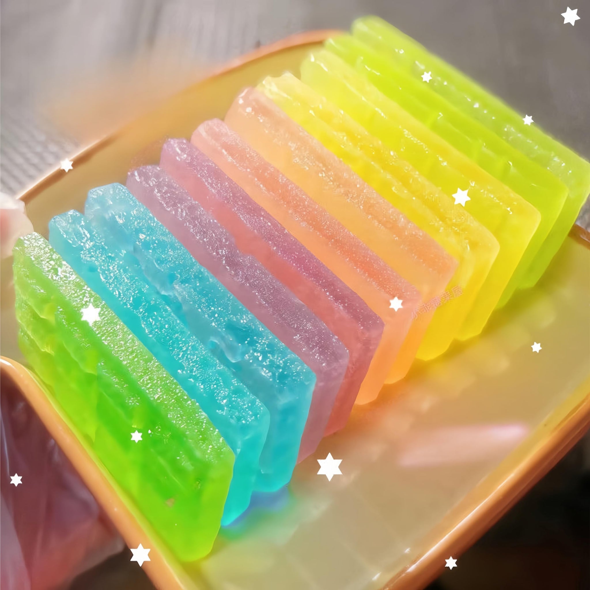 Crystal Gemstone Candy Jar - Japanese Thin & Crispy ASMR Snacks with Chewy Centers, Individually Wrapped Fruit Flavors, Perfect Party Favors, Birthday