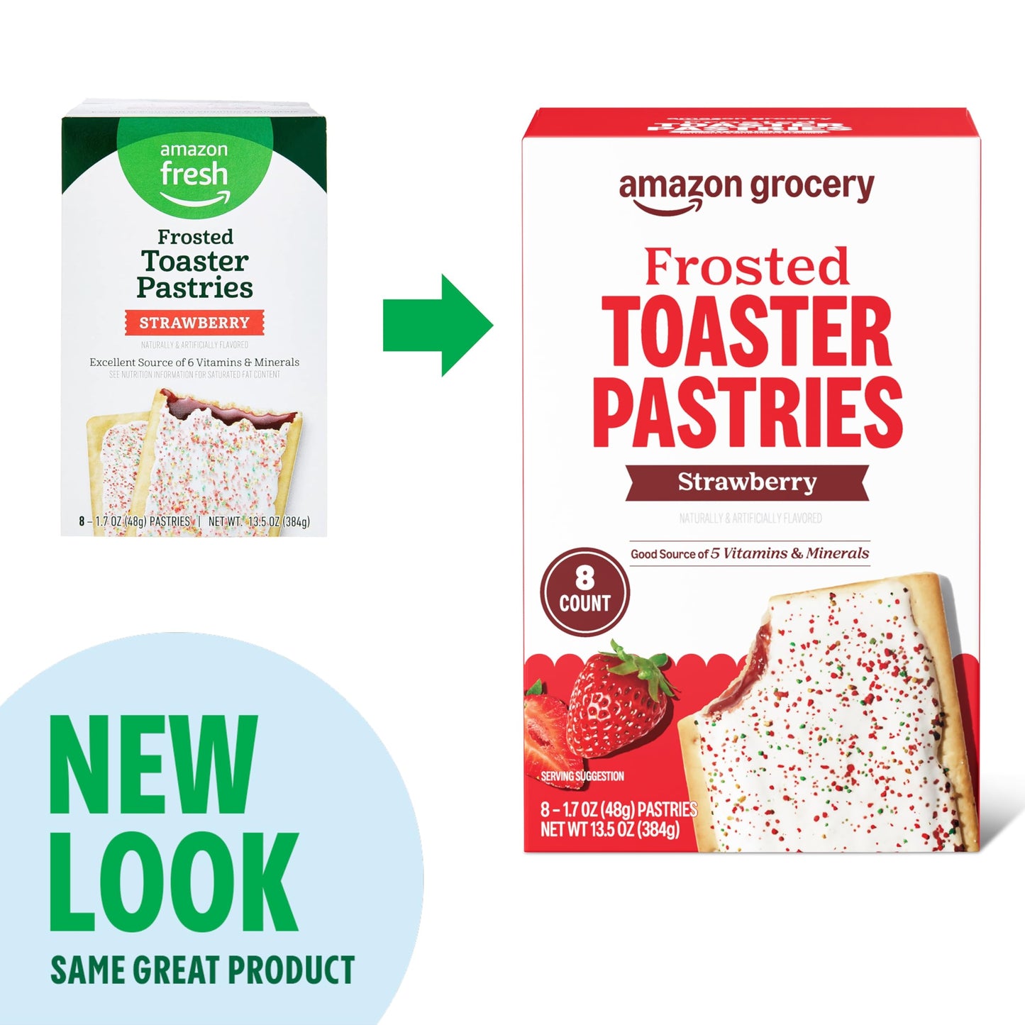Amazon Grocery, Frosted Toaster Pastries, Strawberry, 13.5 Oz, 8 Ct