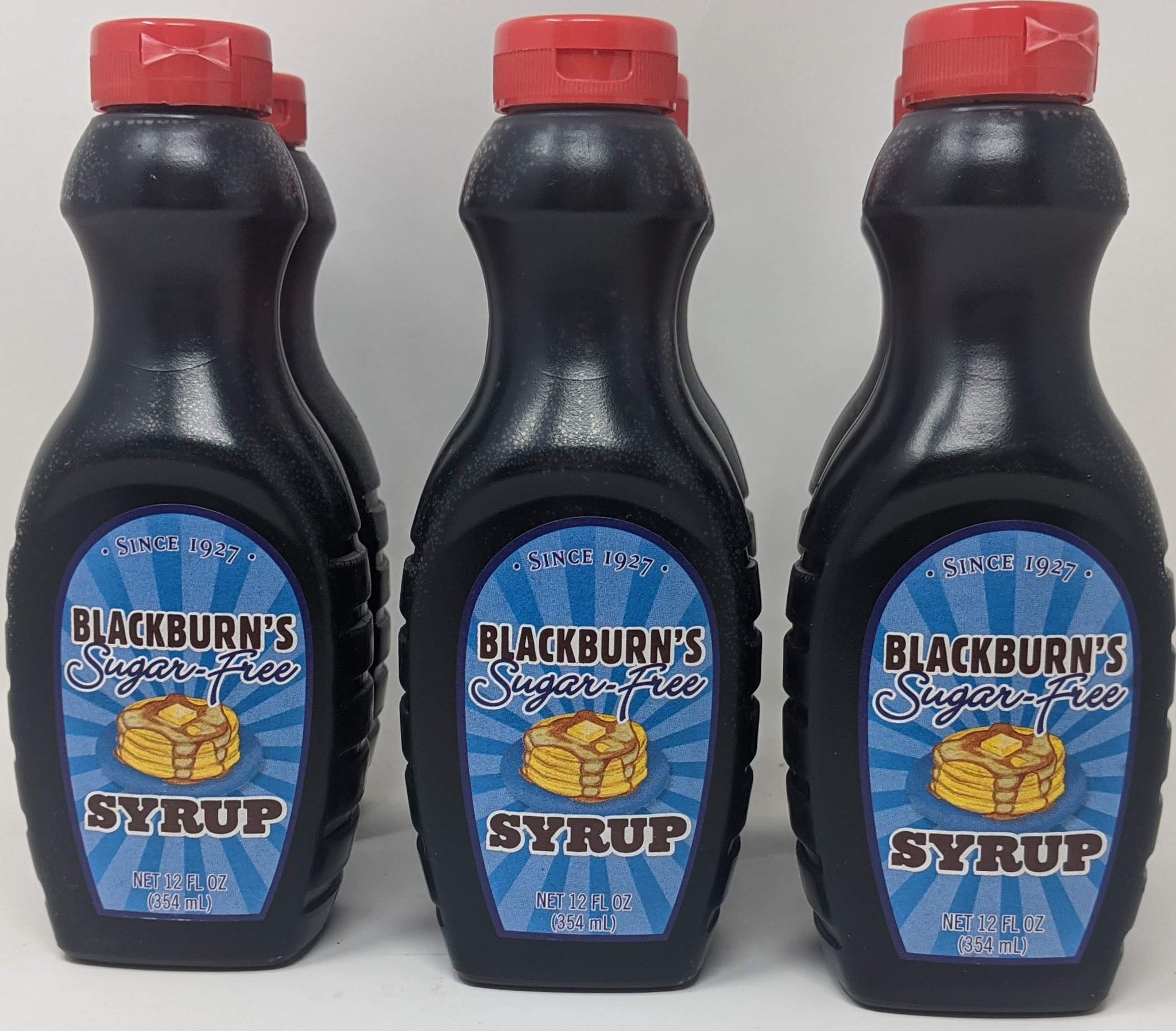 Blackburns Sugar Free Pancake Syrup - 6 x 12 Oz Bottles Bundled with a JFS Recipe Card