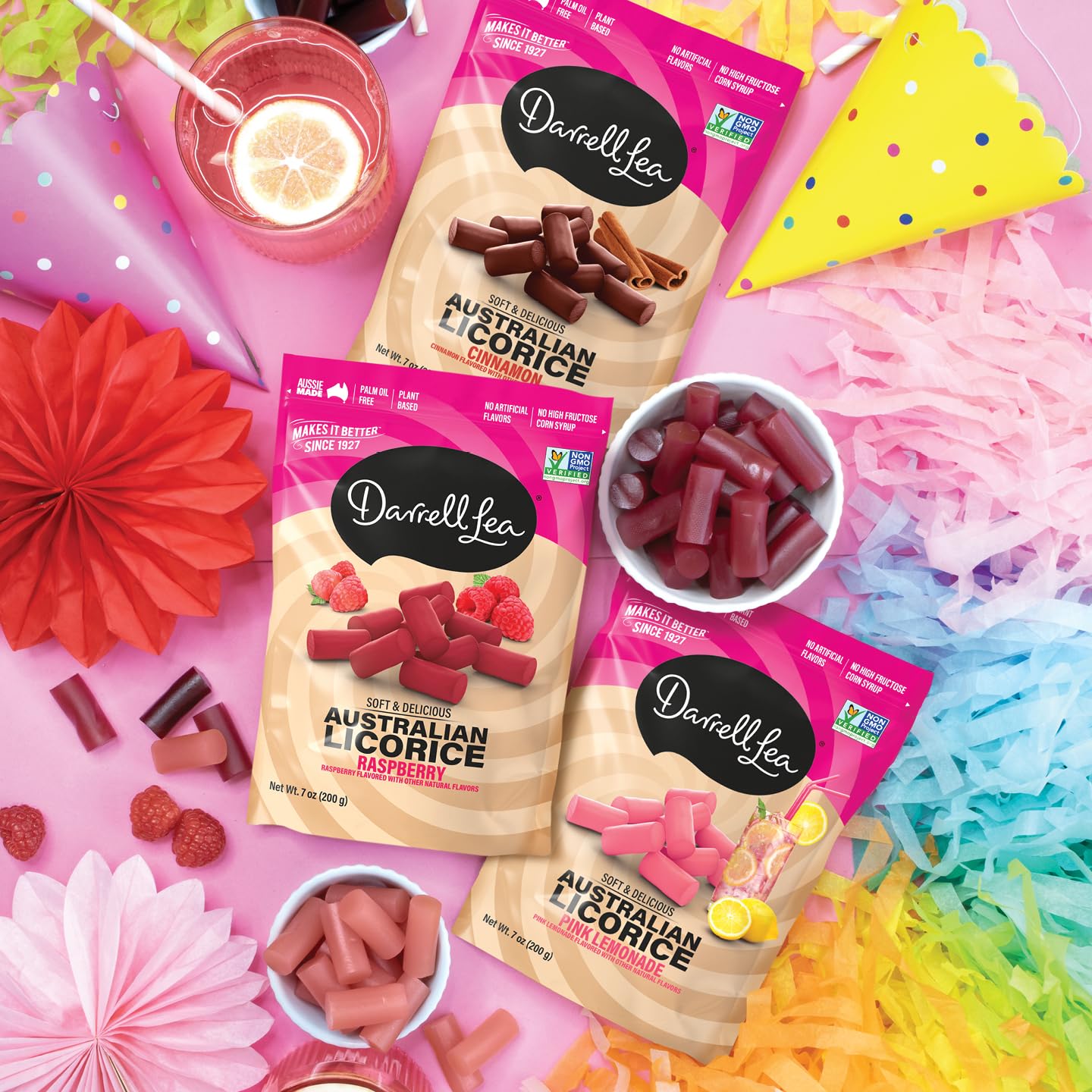 Darrell Lea Soft Australian Licorice, Non-GMO, No Palm Oil, Plant Based, No High Fructose Corn Syrup, Soft & Chewy Licorice Candy, Made in Australia
