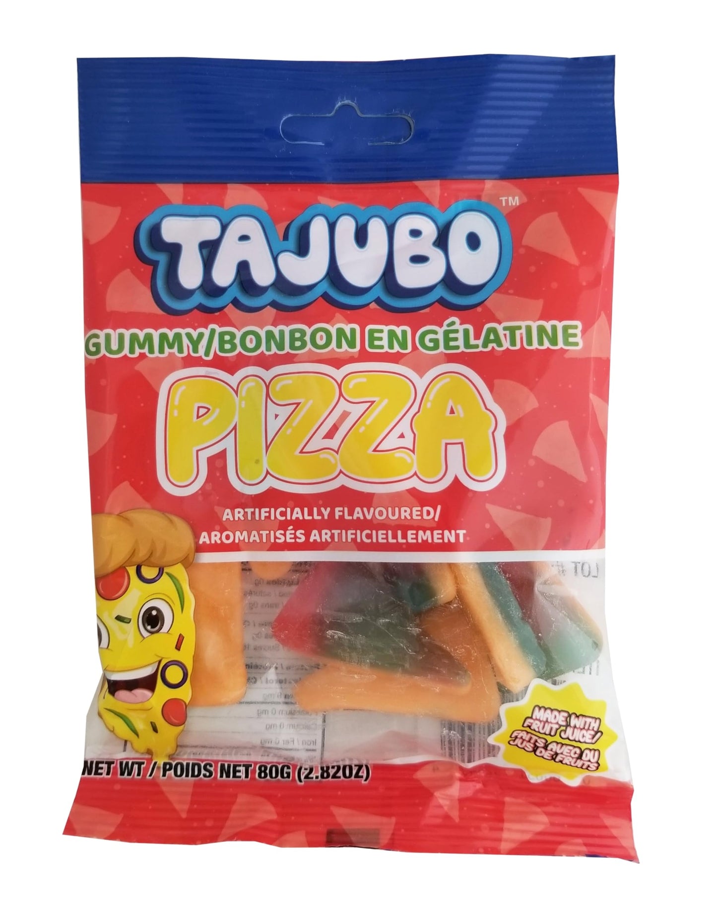 Exclusive Brands Tajubo Gummy Pizza, Fruity Flavors, 80g/2.8 oz. Bag (Imported from Canada)
