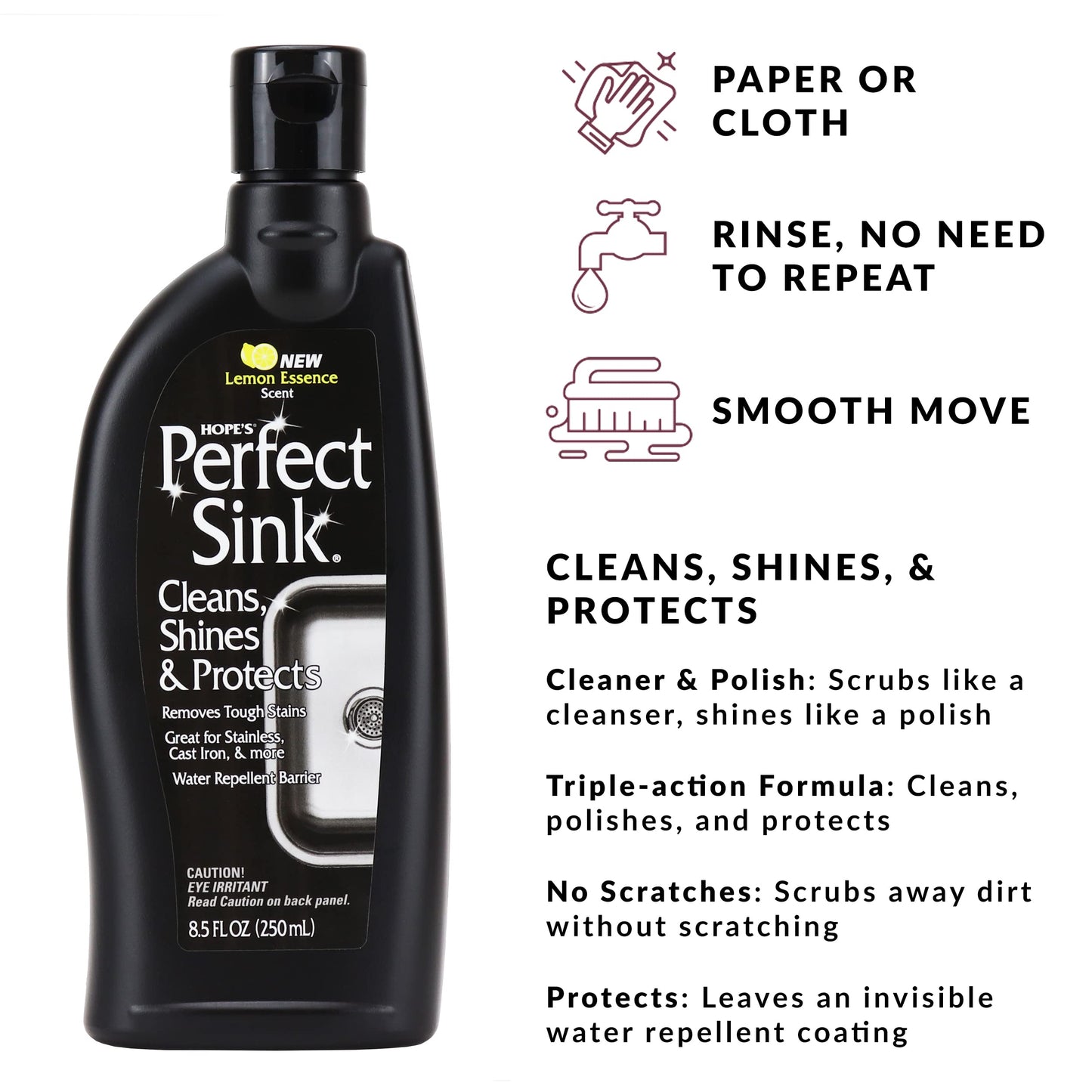 HOPE'S Perfect Stainless, Perfect Granite, and Perfect Sink Cleaner Bundle, Streak Free Polishing Kitchen Cleaners Removes Stains, Restores
