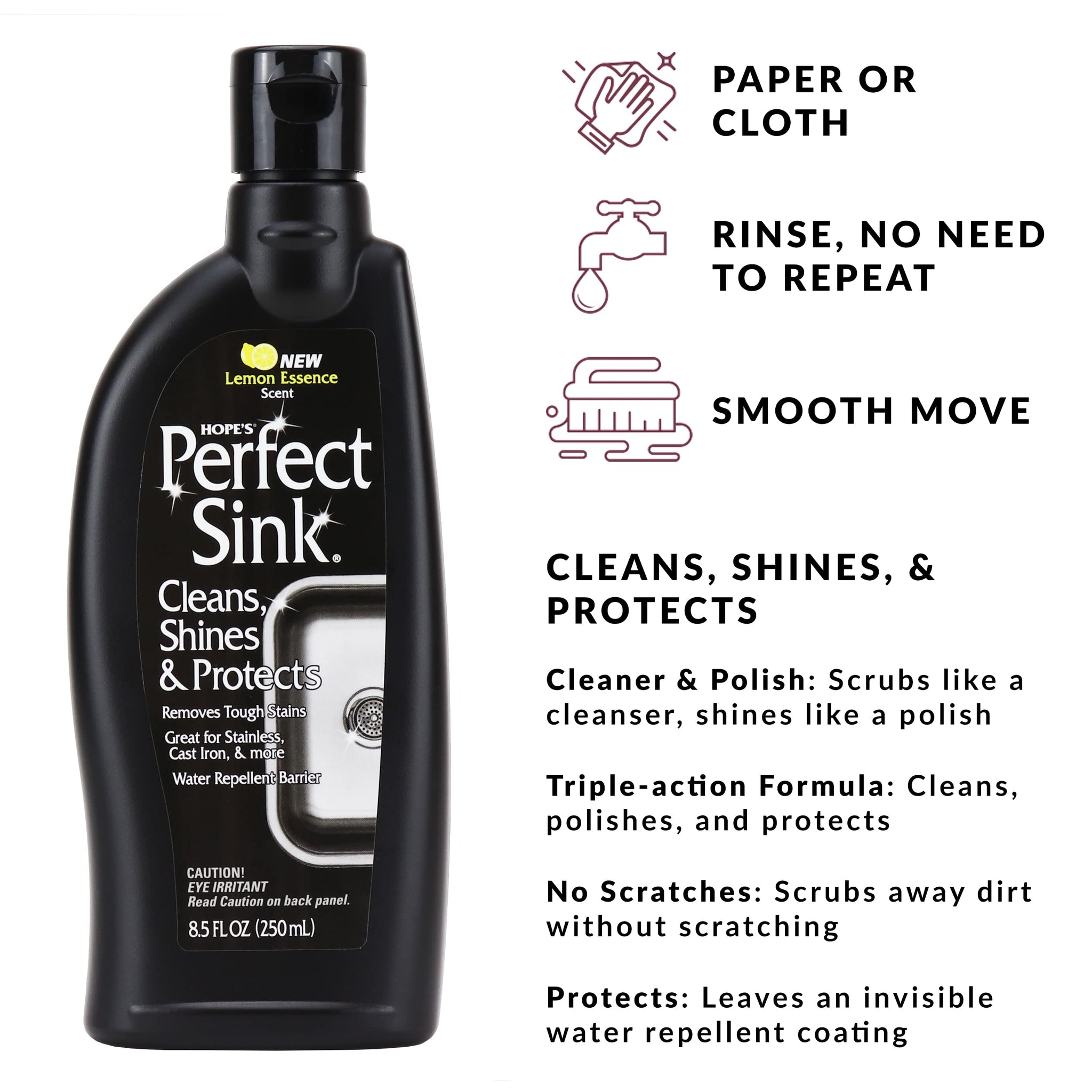 HOPE'S Perfect Stainless, Perfect Granite, and Perfect Sink Cleaner Bundle, Streak Free Polishing Kitchen Cleaners Removes Stains, Restores