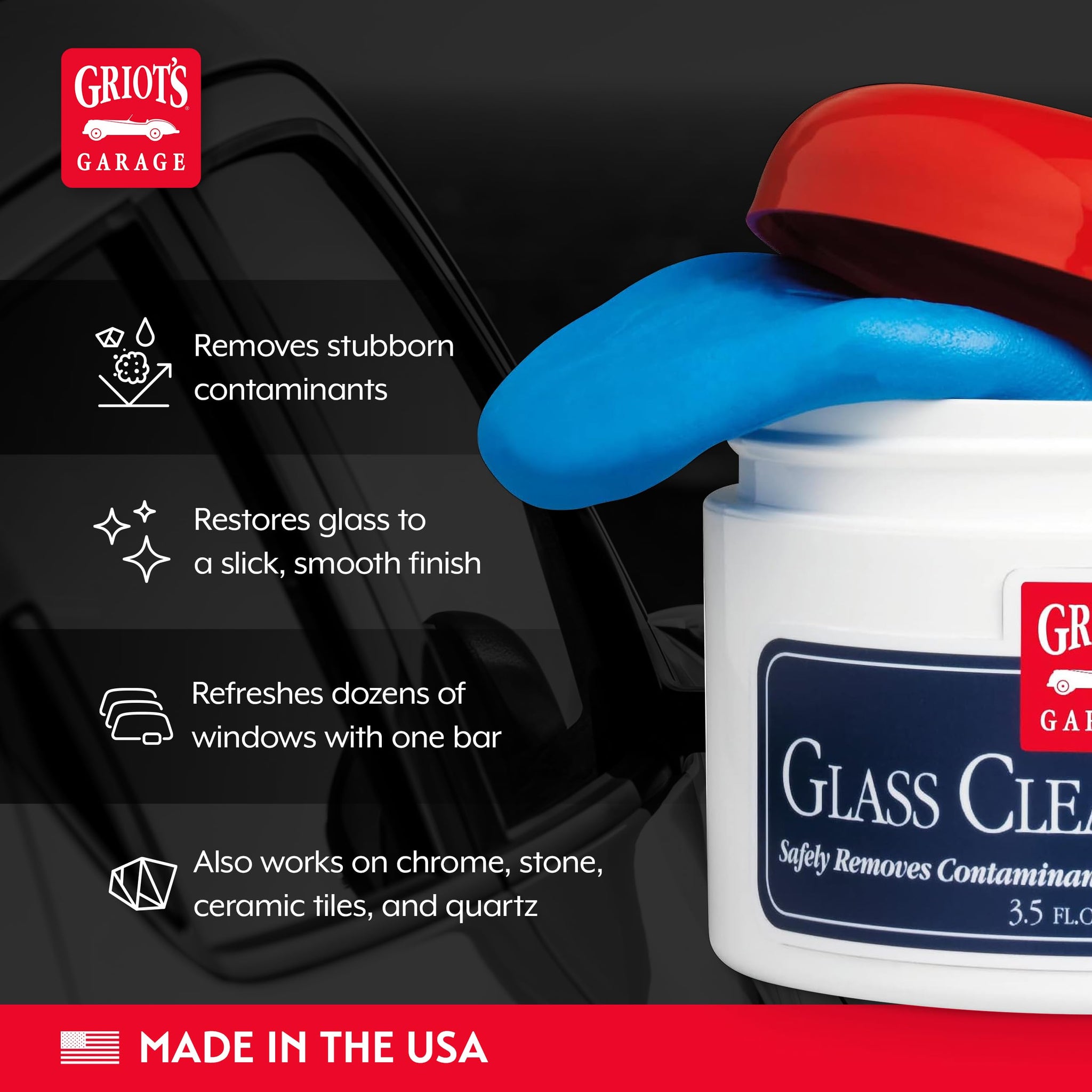 Griot's Garage Glass Cleaning Clay for Car Window, Windshield, Shower Door, Stone, Ceramic Tiles, Removes Oil, Tar, Grease, Water Spots, and More