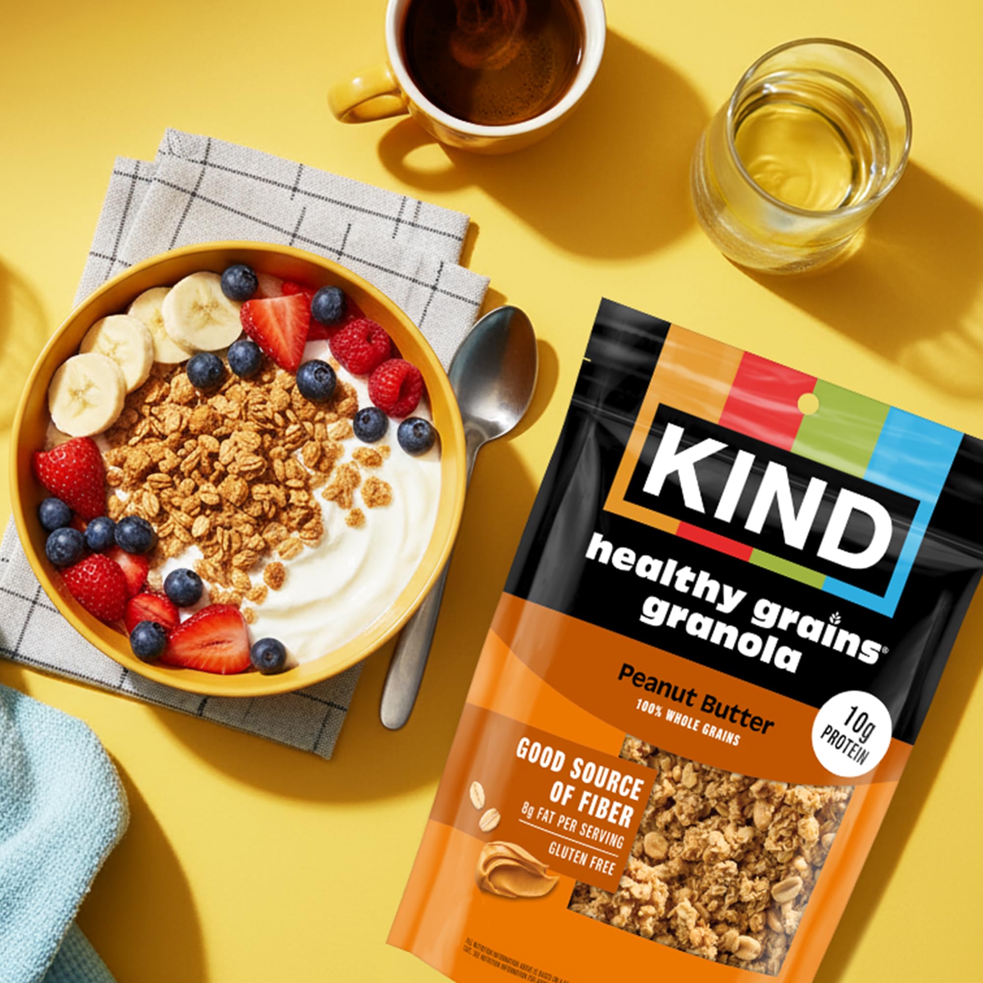 Kind Healthy Grains Granola, Peanut Butter Clusters, Gluten Free, Healthy Snack Mix, 10g Protein, 11oz, 6 Count