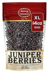 Spicy World Juniper Berries Whole 14 Ounce Bag- Pure - Great for Cooking, Drinks, Tea & More!