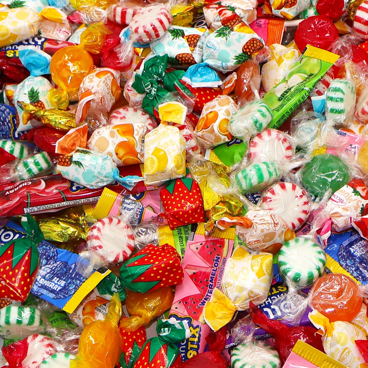 Bulk Hard Candy Variety Pack - 5 Pound Assorted Candy Mix (Approx. 400 Pieces) Individually Wrapped Classic Fruit & Mint Flavored Candies