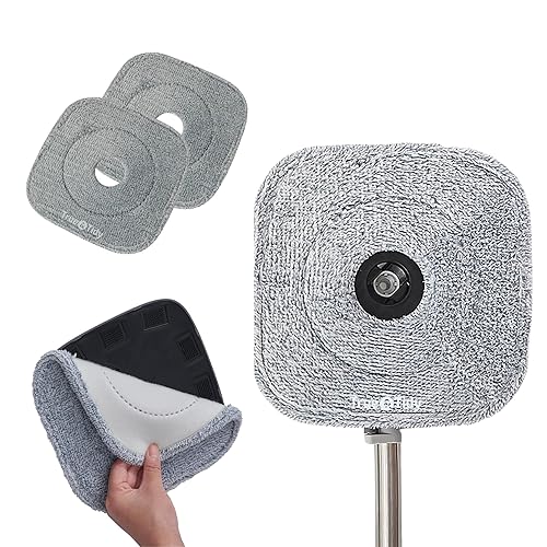 True & Tidy® 2-Pack 9 inch Extra Thick Microfiber Pad Refill for SPIN-800 TrueClean Mop & Bucket Square, Compatible with M16 and Most Square Spin Mop