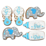 Elephant Baby Shower Cookies- 6 Decorated Crunchy Shortbread Cookies Individually Wrapped With Bow by BakersDozenToGo