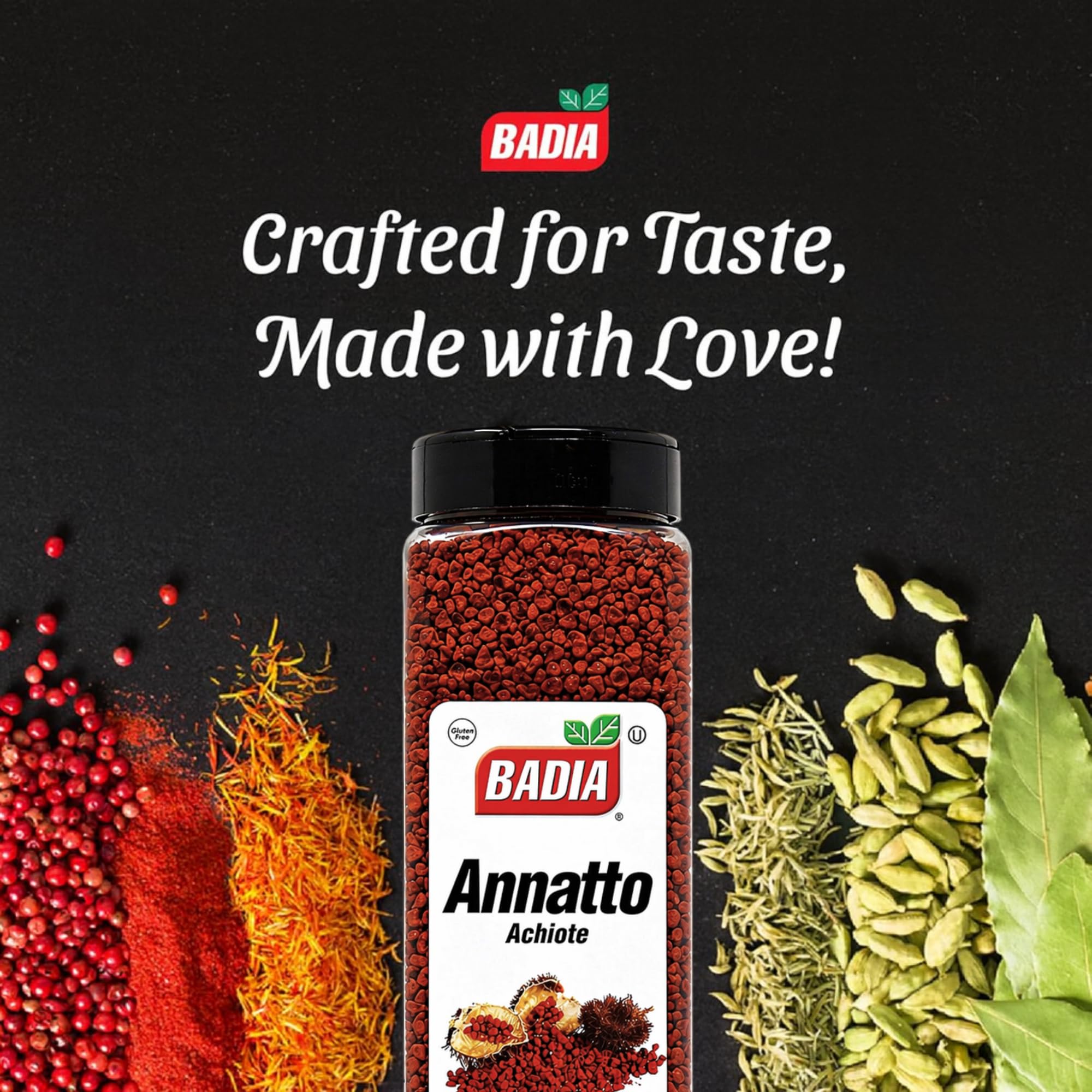 Badia Whole Annatto 22 oz - Warm, Peppery, Slightly Nutty Flavor - Achiote Seeds for Natural Color & Seasoning