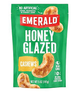 Emerald Nuts Honey Glazed Cashews (1-Pack), 5oz Resealable Bag, Kosher Dairy Certified, Non-GMO, Contains No Artificial Preservatives, Flavors or