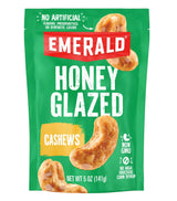 Emerald Nuts Honey Glazed Cashews (1-Pack), 5oz Resealable Bag, Kosher Dairy Certified, Non-GMO, Contains No Artificial Preservatives, Flavors or