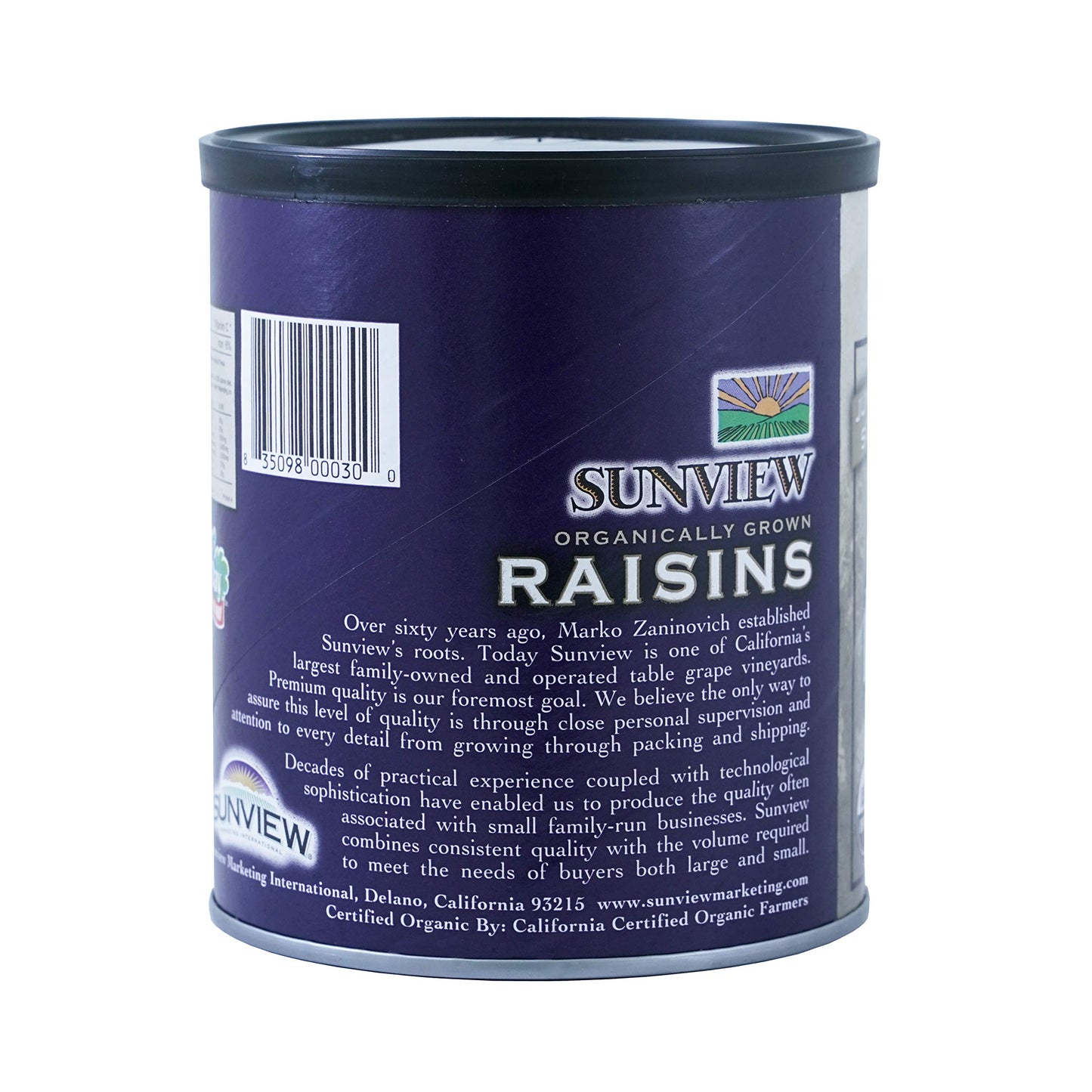 SUNVIEW Organic Black Raisins 3-15oz Canisters