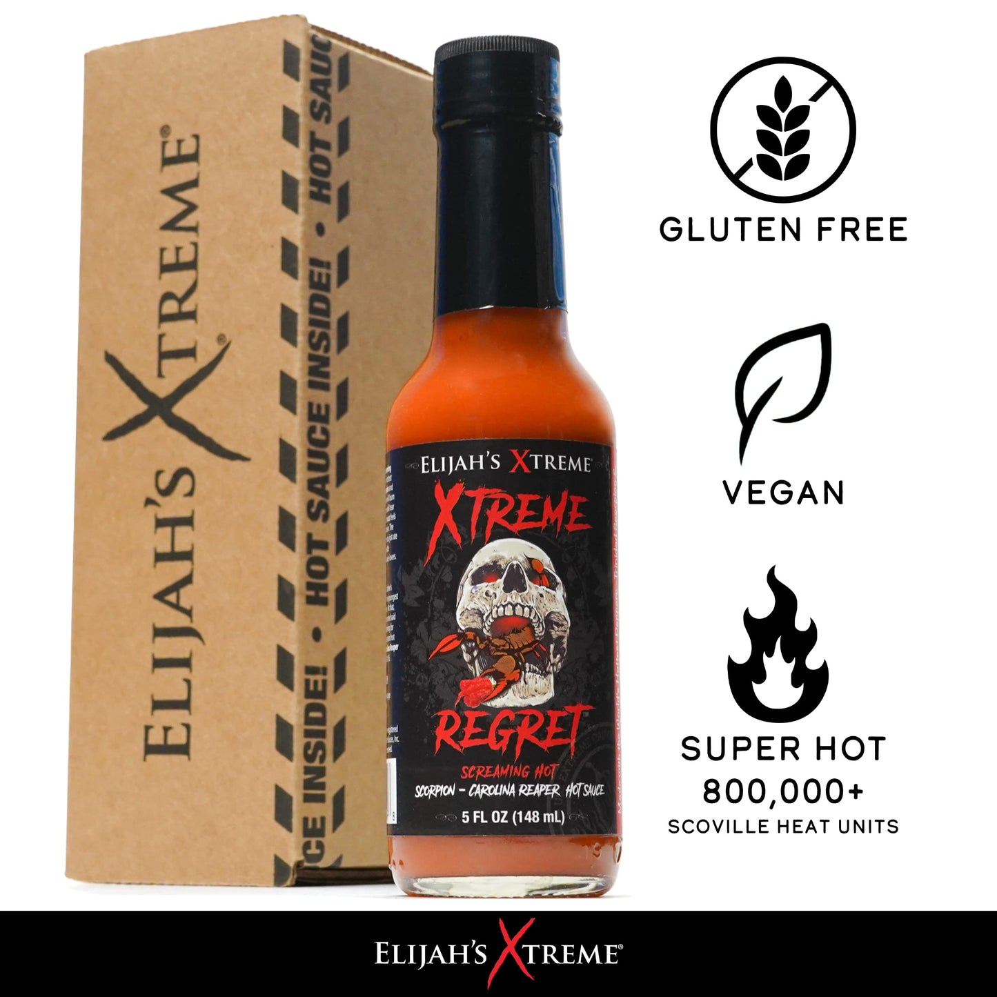Elijah's Xtreme Regret Hot Sauce - Carolina Reaper and Trinidad Scorpion - The 2 Hottest Peppers in the World for an Extreme Fiery Heat