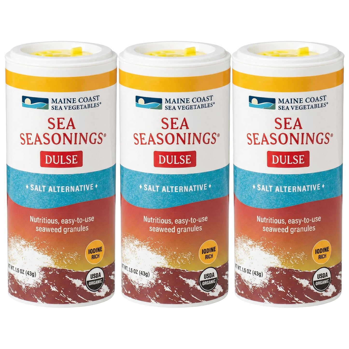 Maine Coast Sea Vegetables Organic Dulse Granules Shaker | Seaweed Seasoning | Rich in Iodine & Protein | Harvested from North Atlantic | Great