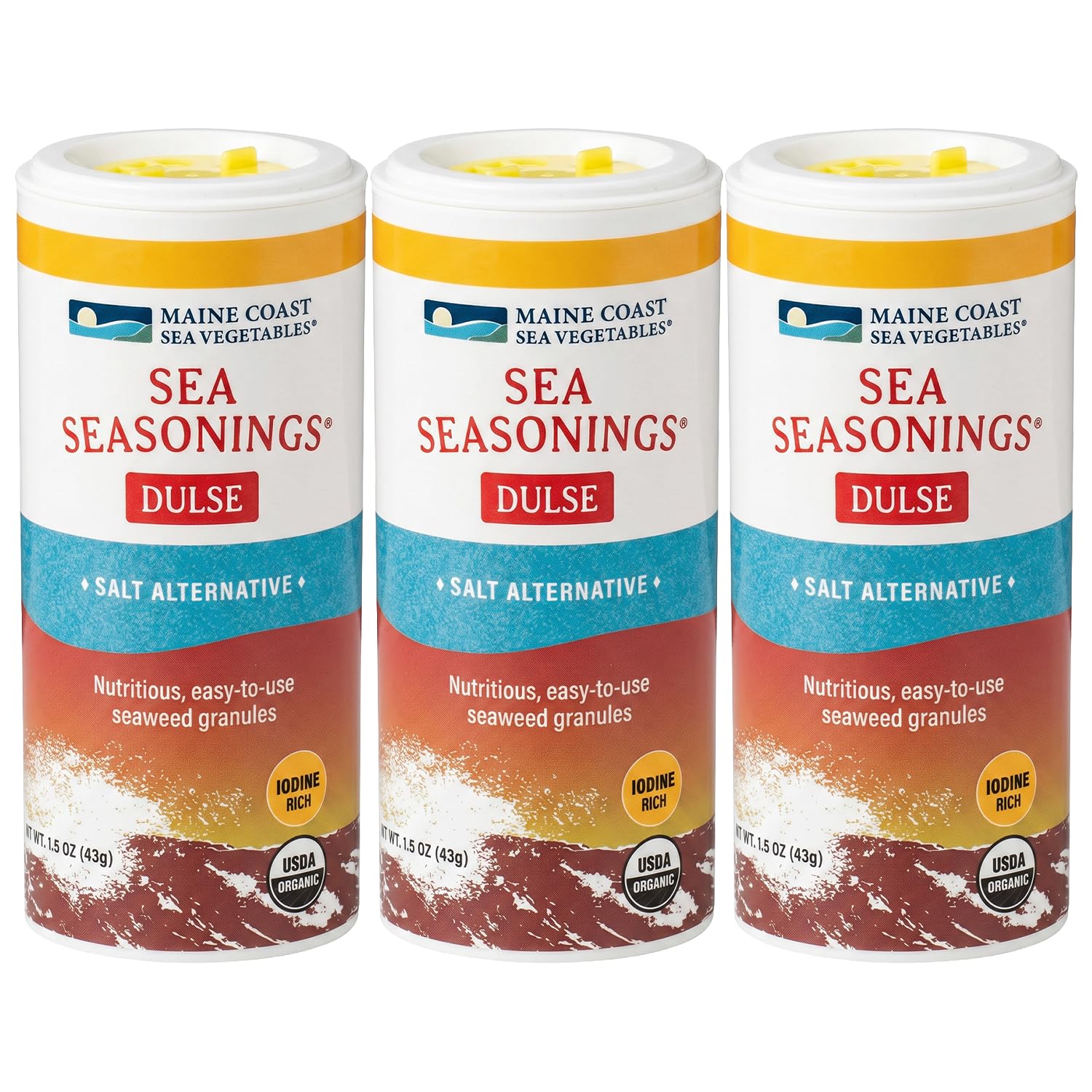 Maine Coast Sea Vegetables Organic Dulse Granules Shaker | Seaweed Seasoning | Rich in Iodine & Protein | Harvested from North Atlantic | Great